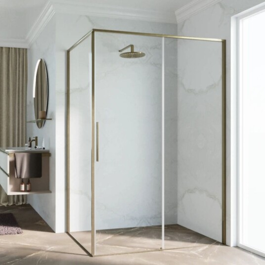 Novellini Riga 2PF Skyvedører Børstet Bronse / 199cm Venstre Klart Glass