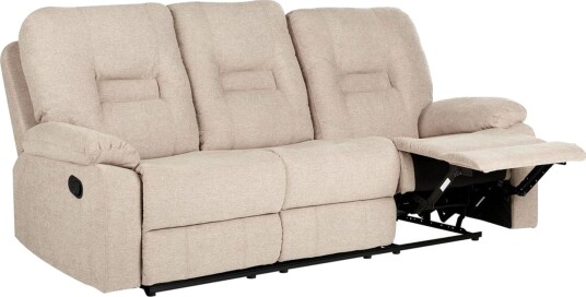3 seters reclinersofa manuell Delia Beige svart