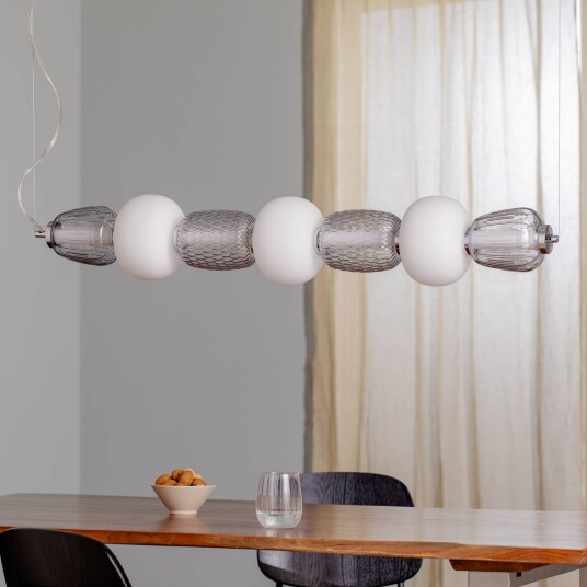 Eko-Light LED-pendellampe Caro glass grå-transparent/opal lengde 110 cm