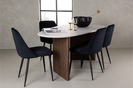 Venture Home Grönvik Spisegruppe 180 cm Oval med 4 Night Stoler Mocca