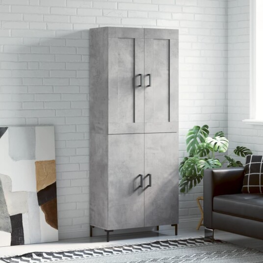 Highboard betonggrå 69,5x34x180 cm konstruert tre Highboard betonggrå 69,5x34x180 cm konstruert tre