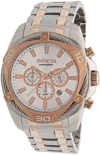 Invicta Herreklokke 34134 Bolt Sølvfarget/Rose gulltonet stål Ø50