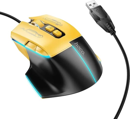 HOCO GM31 Kablet Gamingmus USB A 3600 DPI Svart/Gul HOCO GM31 Kablet Gamingmus USB A 3600 DPI Svart/Gul