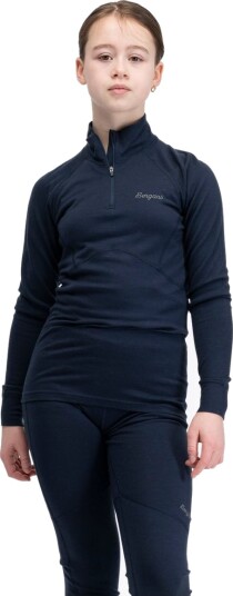 Bergans Inner:Pure Merino Youth Half Zip Blå 140