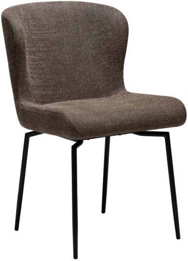 Glam Dan Form spisestuestoler dreiebase bouclé brun.