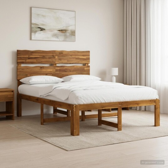 vidaXL Dobbel Sengramme med Hodegjerde ROSTOCK Naturlig 140 x 190 cm