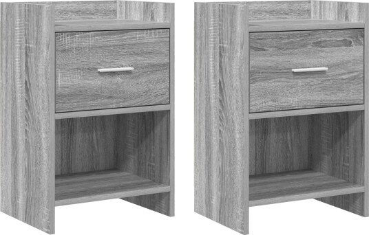  Nattbord 2 pcs Grå Sonoma 40 x 30 x 60 cm Konstruert tre