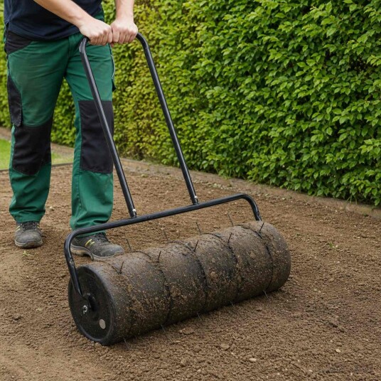 vidaXL Hage gressrulle med aerator klemmer Ø 30 x 90 cm Stål