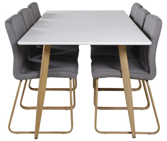 Venture Design Polar & Mace spisegruppe Hvit/grå 6 st stoler & bord 180 x 90 cm