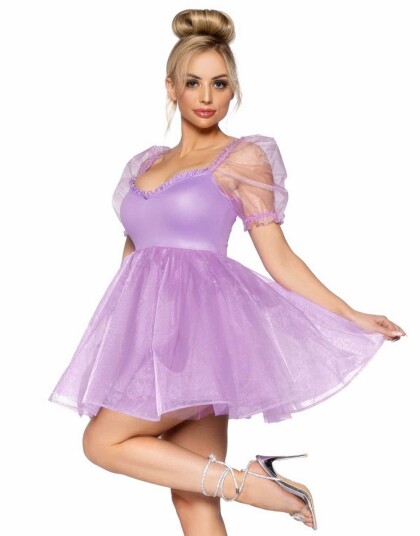 Frosted Organza Babydoll Rapunsel Inspirert Lavendelfarget Kostymekjole til Dame Medium