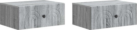  Vegghengt Nattbord med skuff 2 pcs Grå sonoma 49 x 34,5 x 20 cm