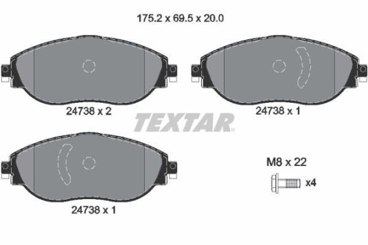 Bremseklosser TEXTAR 2473806 Bremseklosser TEXTAR 2473806