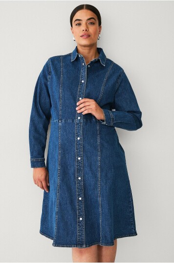 Ellos Plus collection Skjortekjole i denim Blå
