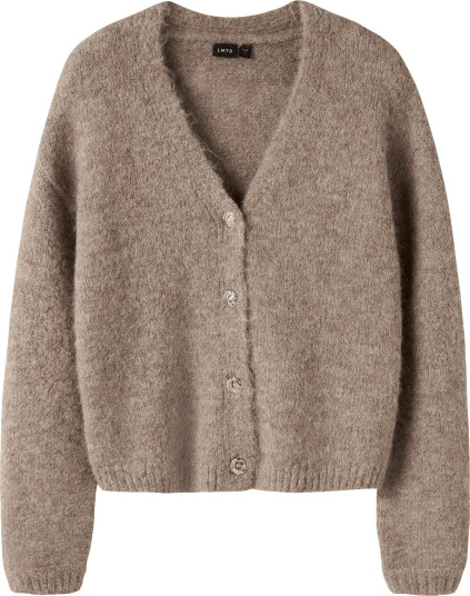 LMTD Nlfbullo Ls Short V Neck Knit Cardigan Brown 170 176
