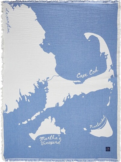 Lexington Home Map Organic Cotton Jacquard Blanket Blue 160X200 Lexington Home Map Organic Cotton Jacquard Blanket Blue 160X200
