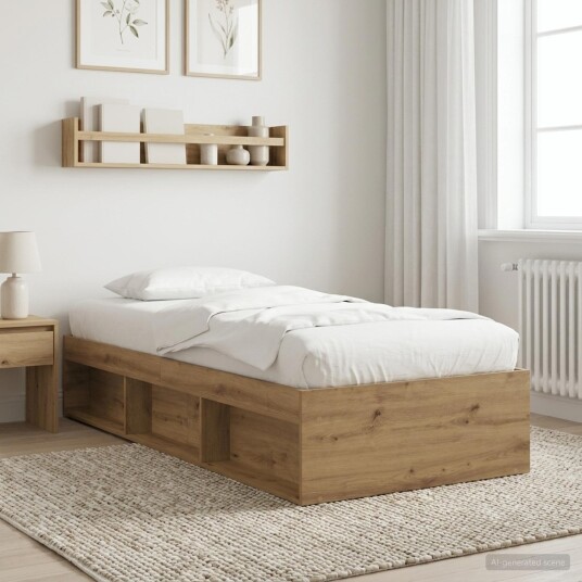 vidaXL Sengeramme med oppbevaring med hylle Artisan eik 80 x 200 cm