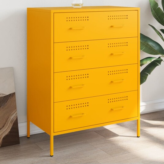 Skjenk sennepsgul 68x39x89 cm stål 8721102389474