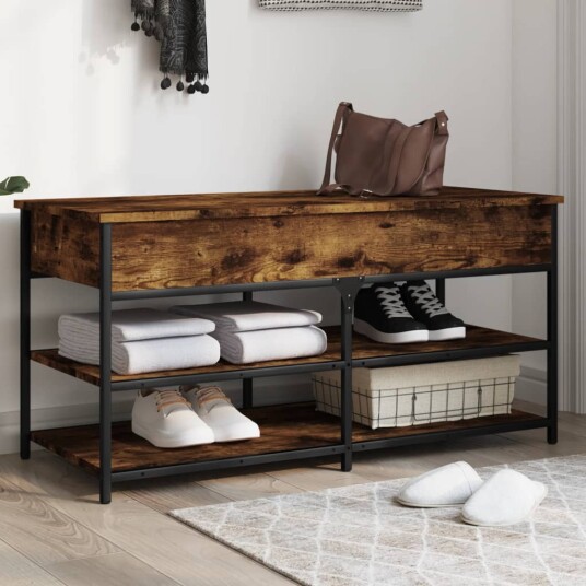 Skobenk røkt eik 100x42,5x50 cm konstruert tre 8721012340862 Skobenk røkt eik 100x42,5x50 cm konstruert tre 8721012340862