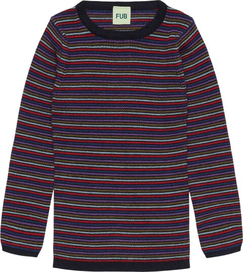 FUB Genser Strikk Ull Multi Stripe FUB 90 Genser Brun Lilla Lyseblå Marineblå Rød