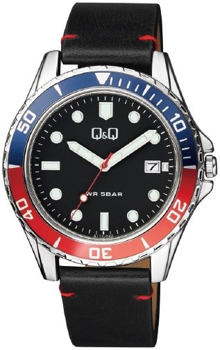 Q&Q Herreklokke A172J342Y Classic Sort/Lær Ø43 mm Q&Q Herreklokke A172J342Y Classic Sort/Lær Ø43 mm