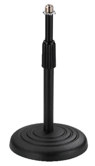 Monacor Ms-22, Stasjonært Mikrofonstativ, Rund Base, Sort, Stål, Stål, 5/8"
