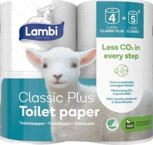 Toiletpapir Lambi Classic Plus 3 lag L25.5m Hvid,7 pk x 4 rl/sæk 28 stk. Toiletpapir Lambi Classic Plus 3 lag L25.5m Hvid,7 pk x 4 rl/sæk 28 stk.