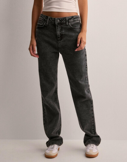 Pieces Grå Pckelly Mw Straight Jeans DG202 Noo