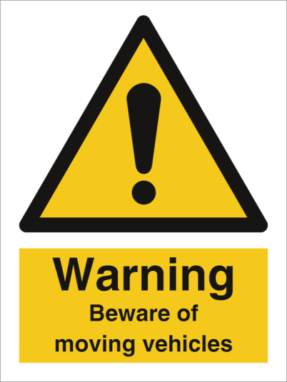 Warning Beware of moving vehicle - Plast - 200 x 150 mm Warning Beware of moving vehicle - Plast - 200 x 150 mm