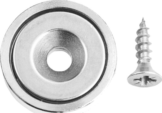 NEODYMIUM SKIVE MAGNET M/HULL 20X6X4,5 MM FOR SKRUEFESTE