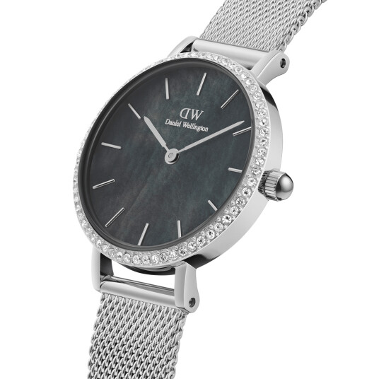Daniel Wellington DW Watch Petite Lumine Bezel Sterling Black MOP 28mm Silver