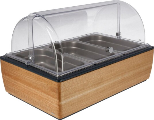 VEGA Buffet Display Montana høy 6.5 cm 3x GN 1/3 i rustfritt stål GN Transparent