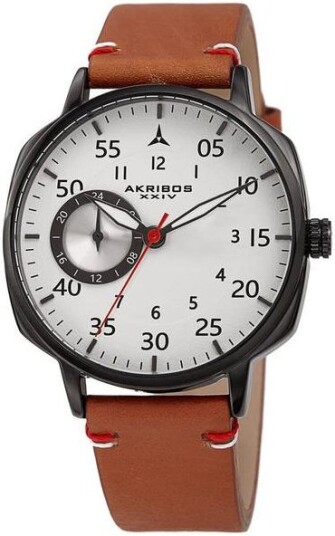 Akribos XXIV Herreklokke AK1109BRBK Analog Hvit/Lær Ø42 mm Akribos XXIV Herreklokke AK1109BRBK Analog Hvit/Lær Ø42 mm