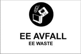 KILDESORTERING " EE AVFALL" ENGELSK TEKST 30X20 1MM PVC