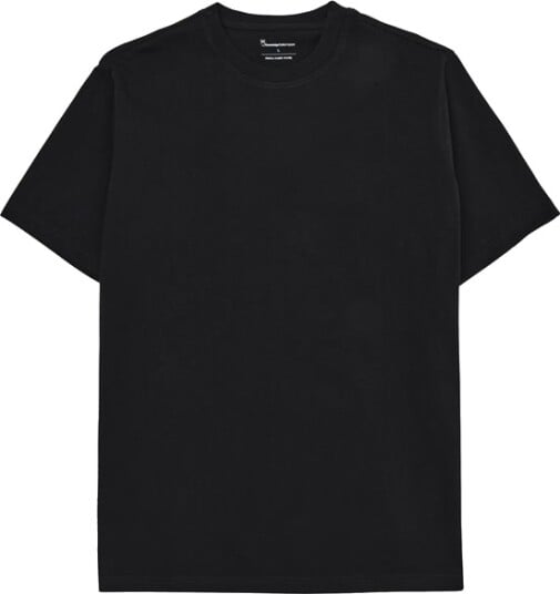 KnowledgeCotton Apparel Tee With Flaglabel Black Jet KnowledgeCotton Apparel Tee With Flaglabel Black Jet