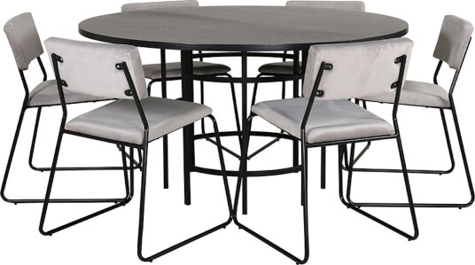 Spisegruppe furniture/fashion Copenhagen Ø140 cm med 6 Kenth Stoler