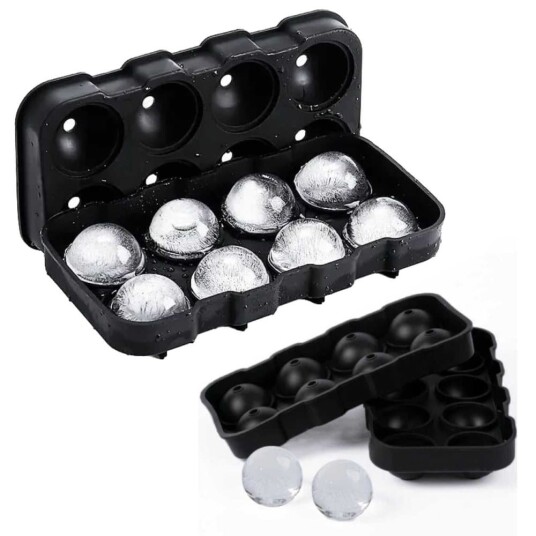 Megabilligt 2-Pack stor silikon isform for 8 iskuler Runde isbitkuler Megabilligt 2-Pack stor silikon isform for 8 iskuler Runde isbitkuler