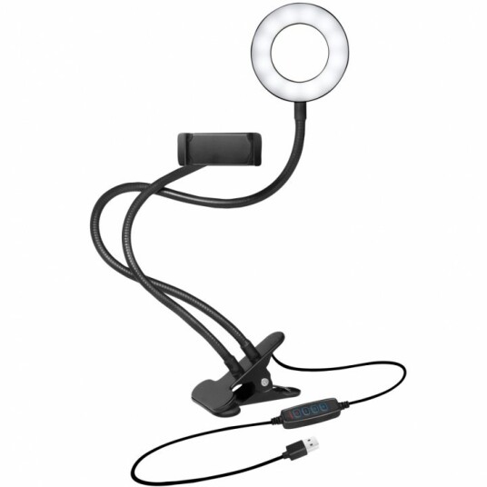 LogiLink Ringlys for smarttelefon Ø8,5 cm med klemme