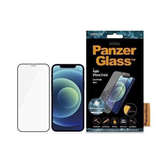 PanzerGlass iPhone 12 Mini AntiBakteriell Skjermbeskytter - Case Friendly - Svart Kant PanzerGlass iPhone 12 Mini AntiBakteriell Skjermbeskytter - Case Friendly - Svart Kant
