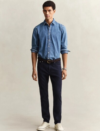 GANT Slim Cotton / Linen Jeans Navy 30 x 32