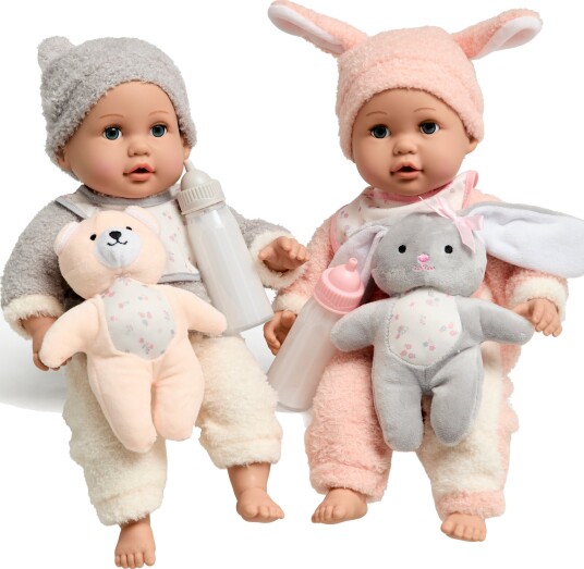 Cloudberry Castle Gavesett Dukke Twins Deluxe 35 Cm, Rosa/Grå