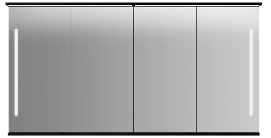 Linn Bad Sogn Speilskap med Integrert Belysning og Stikk Svart Matt / 160cm