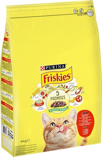 Friskies Tørrfôr Purina Cat Med Storfekjøtt Og Grønnsaker Kylling 4 kg