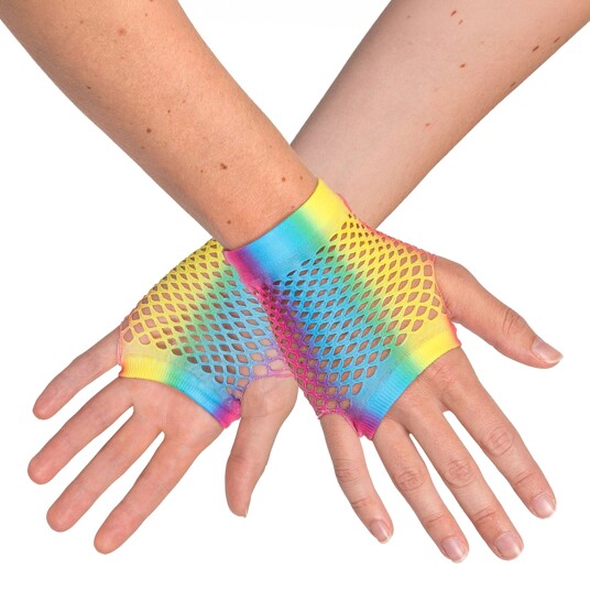 Boland Party Partners 80-talls UV Fingerløse nettinghansker korte Regnbue Neon One size 02988