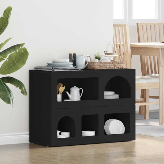 Serviesskap Svart 80,5 x 35 x 59 cm Konstruert tre Serviesskap Svart 80,5 x 35 x 59 cm Konstruert tre