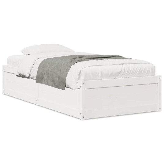  Sengeramme uten madrass hvit 75x190 cm heltre furu 8721102647857