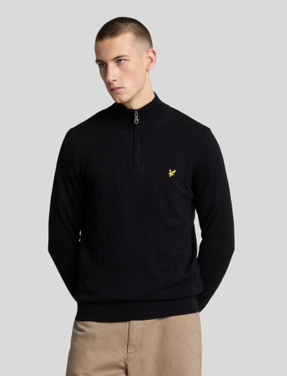Lyle & Scott Cotton Merino Quarter Zip Jumper - Black - S