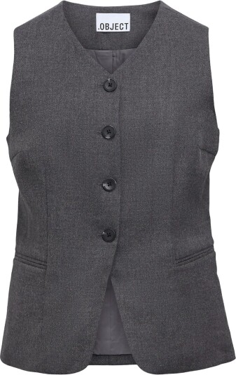 Object Objkavin Re Waistcoat 147 DARK GREY MELANGE 40