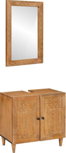  Baderomsinnredningssett 2 pcs Brun 62 x 33 x 58 cm heltre mango