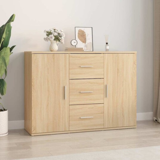 vidaXL Skjenk sonoma eik 91x29,5x65 cm konstruert tre