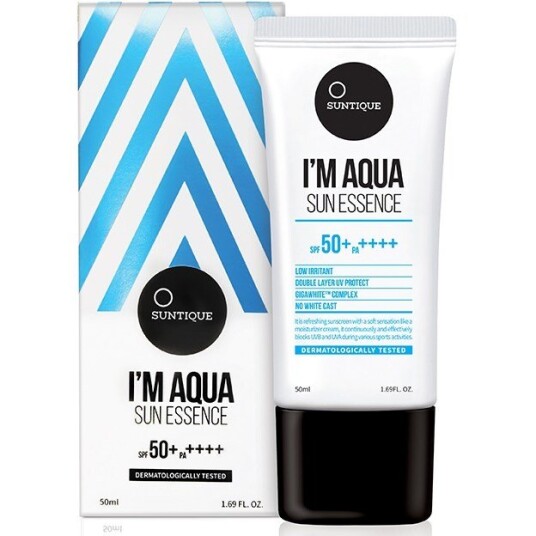 Suntique I'm Aqua Sun Essence SPF50 Dagkrem med Fuktighetsgivende Egenskaper for Tørr og Sensitiv Hud
